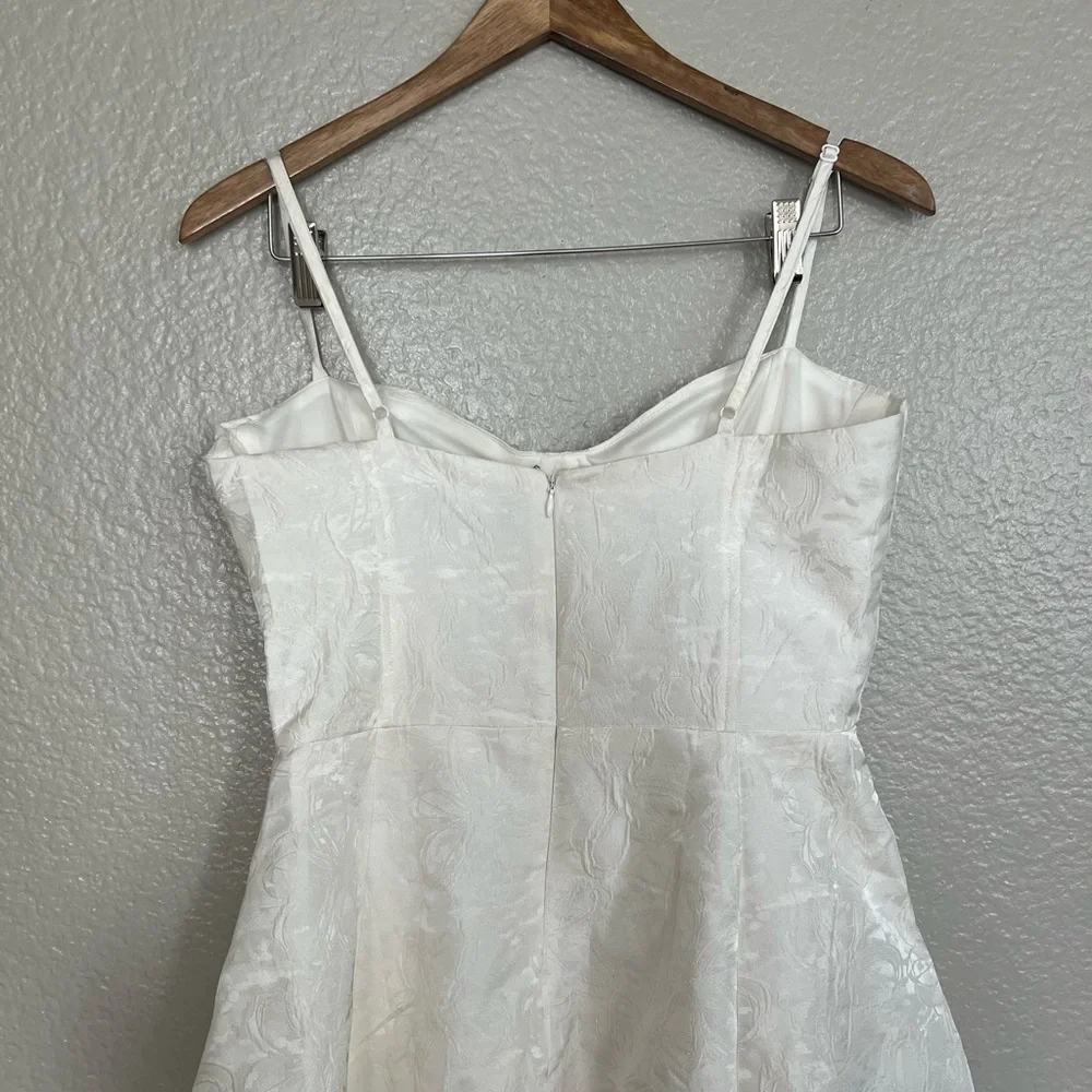 NWOT Meet for Tea Off White Jacquard Bustier Midi Dress With Pockets_5